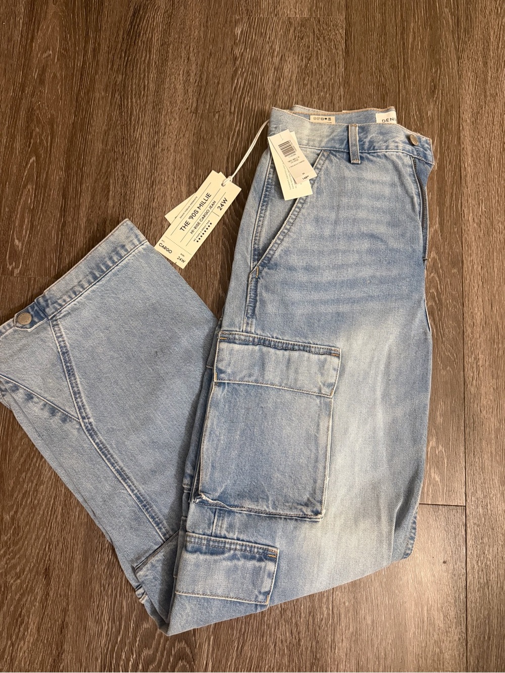 Denim Forum Light Wash Relaxed Cargo Jeans
